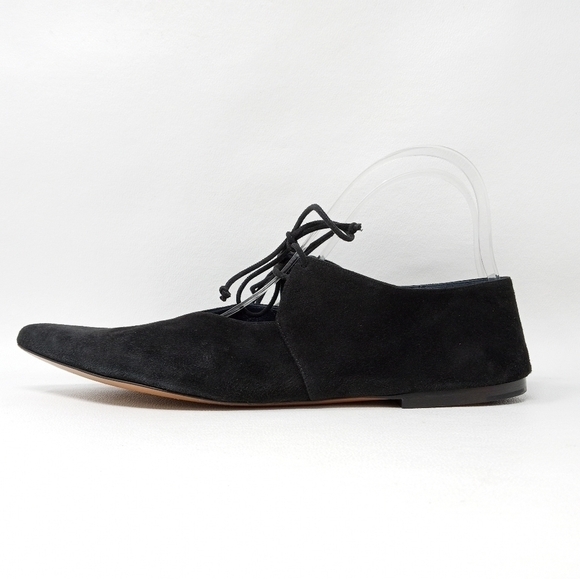 Celine Paris Babouche Flats, Lace Up, Black Suede, Pointy Toe Women's Sz EU 38.5 - Picture 4 of 14
